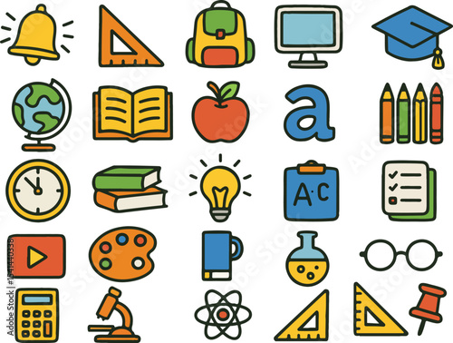Single high resolution icon design in cmyk featuring red green blue and yellow accents