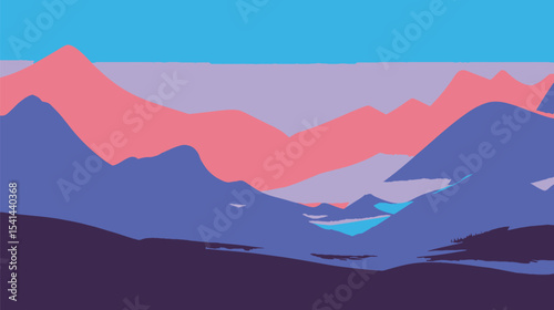 Abstract mountains glow during sunset panoramic vista backdrop detail