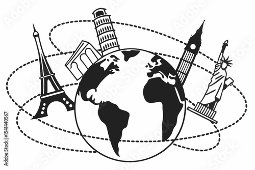 World travel landmarks illustration