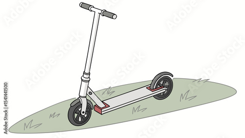 Scooter with Vertical Handlebars Vector Illustration