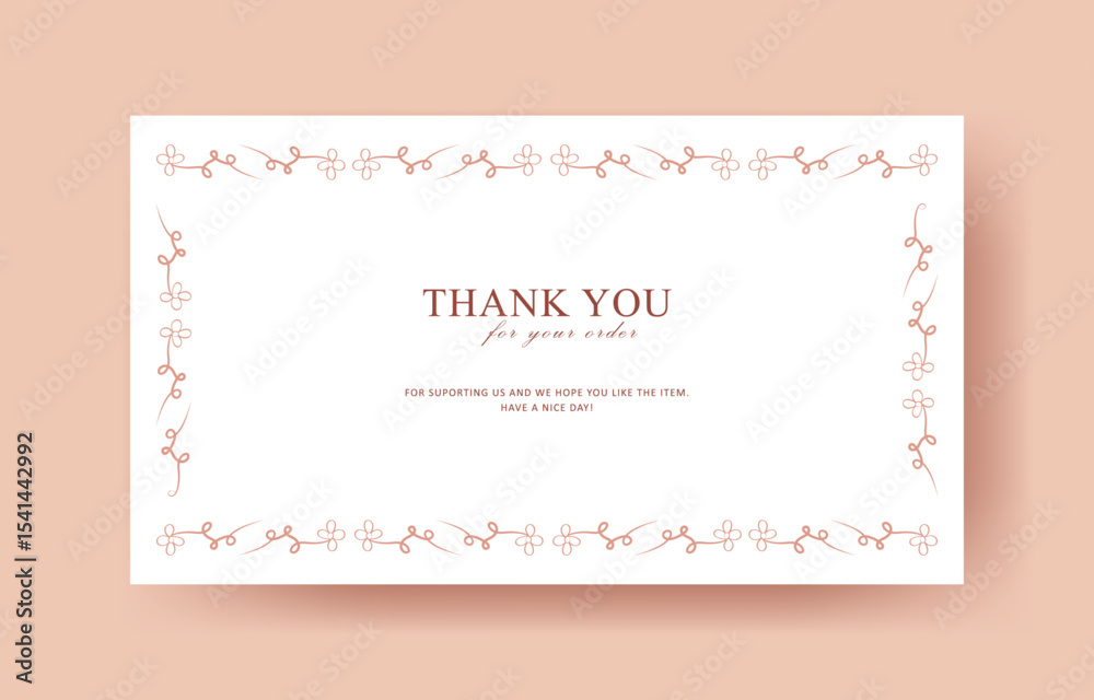 Fototapeta premium thank you card template with vintage border for business card, aesthetic greeting card template, printable custom small business card