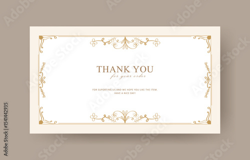 thank you card template with vintage border for business card, aesthetic greeting card template, printable custom small business card