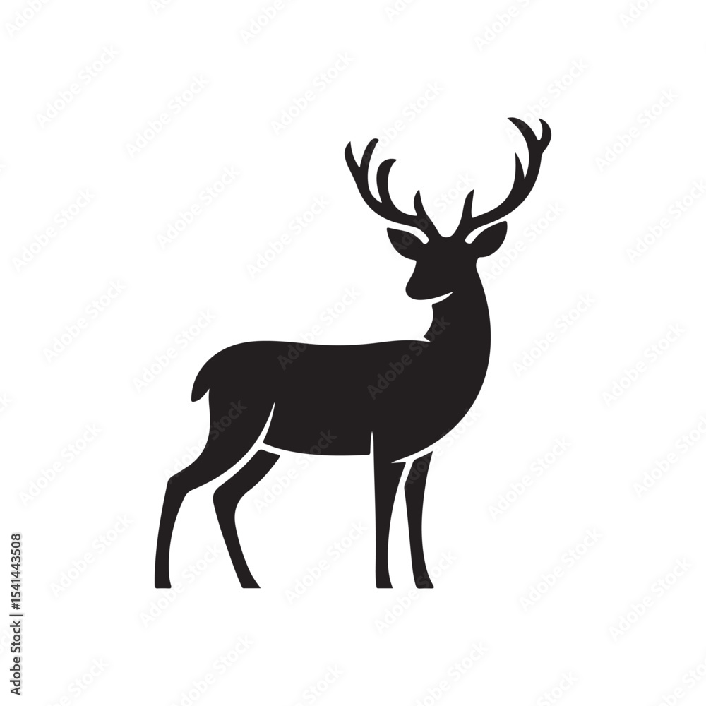 Fototapeta premium Majestic Black Deer Silhouette with Antlers Side View