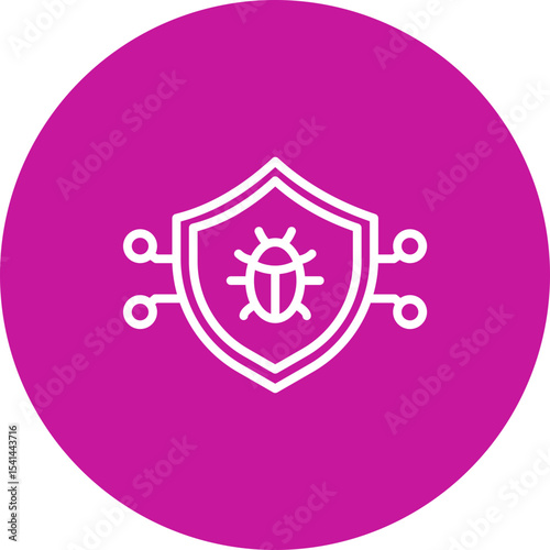 Antivirus Vector Line Pink Circle Icon Design