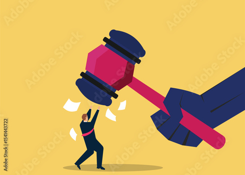 Businessman hit by hammer stock illustration