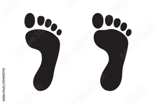  Human Footprints Black Silhouette for Walking Path
