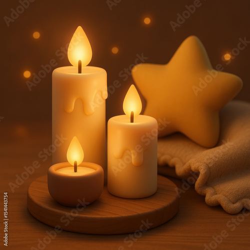 3D Icon of Candles and Cozy Relaxing Ambience