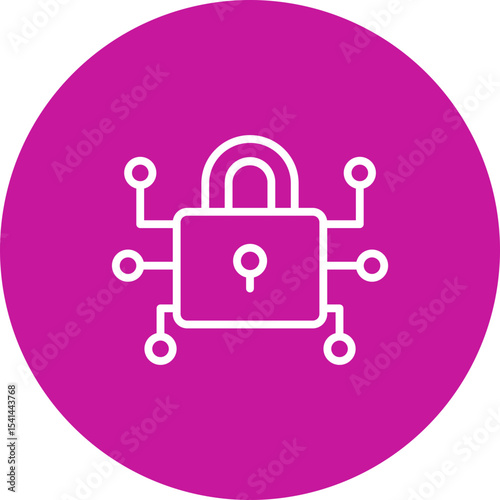 Cyber Security Vector Line Pink Circle Icon Design