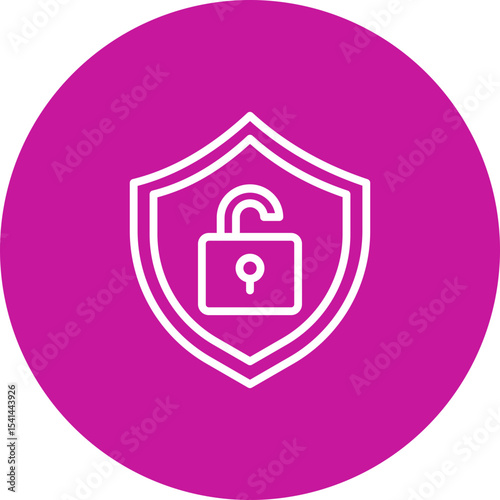 Unlock Vector Line Pink Circle Icon Design