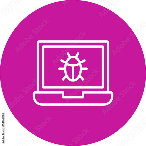 Malware Vector Line Pink Circle Icon Design