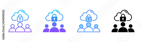 Secure Cloud Multi Style Icon Set