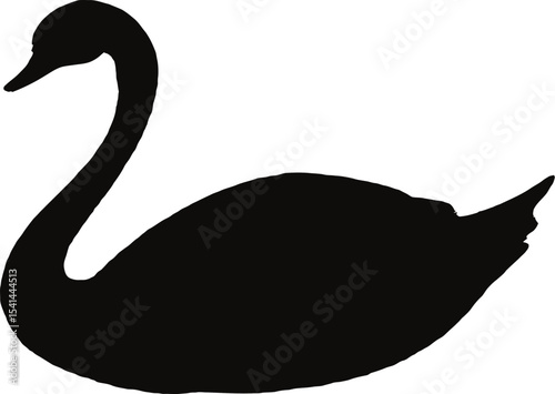 Elegant silhouette of a swan gliding gracefully on a serene surface.