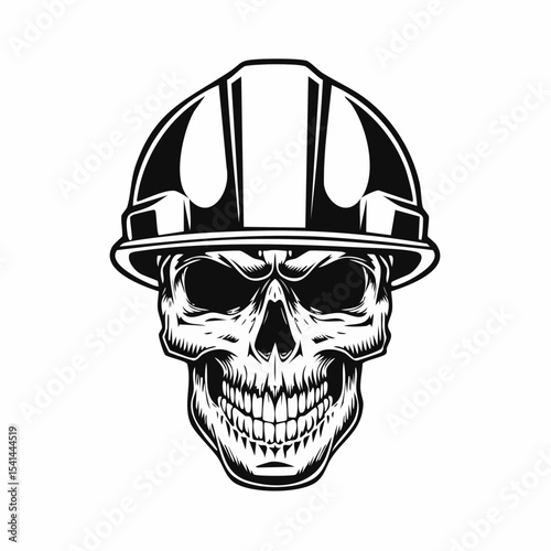 Skull Wearing Construction Helmet Vector Image Symbolizing Safety and Hard Work image vector