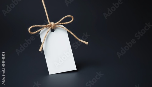 White Tag Mock up with Rope on Coral Background, 32k resolution
