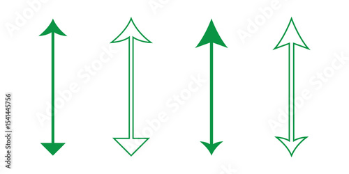 Green arrow curve direction vector. Curved arrow sign. Set of long green curve arrow icon vector. Arrow icon for your web site design, logo, app, UI. Green up arrow.