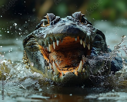 Crocodile s powerful jaws snapping shut on its prey