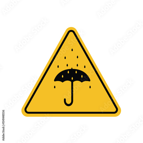 ISO Prohibition Sign, sudden rain hazard symbol, umbrella symbol. Suitable for posters and web icons
