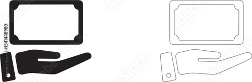 Paper banknote on palm. Vector template.