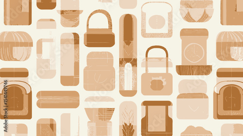 Various creams display geometric patterns on light backdrop surface texture.