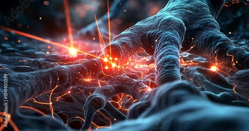 Glowing neural connections in a vibrant digital landscape