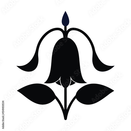 Bluebell Flower Silhouette – Black Vector Icon Design