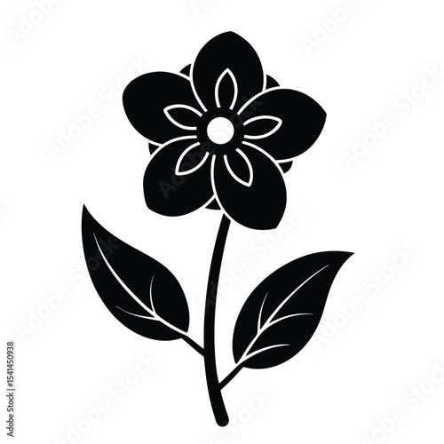 Black Forget-Me-Not Silhouette – Minimal Floral Vector Illustration