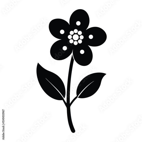 Forget-Me-Not Flower Silhouette – Black Vector Icon Design