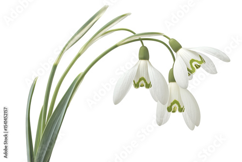 High-resolution snowdrop flower bouquet PNG clipart on transparent background for seamless botanical cutouts, wedding invitations, sublimation prints, digital scrapbooking and elegant floral design