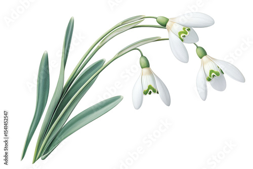 High-resolution snowdrop flower bouquet PNG clipart on transparent background for seamless botanical cutouts, wedding invitations, sublimation prints, digital scrapbooking and elegant floral design