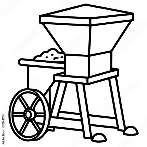 Winnowing Machine  line art vector