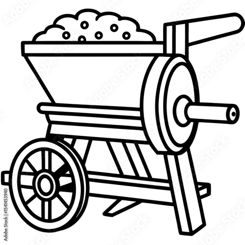 Winnowing Machine  line art vector