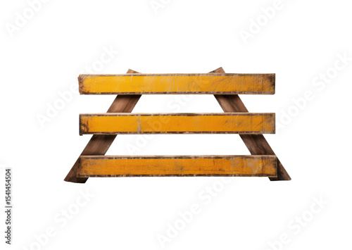 orange wooden barricade isolated on white or transparent png