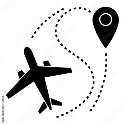 Airplane Route to Location Icon