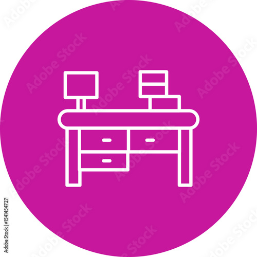 Work Table Vector Line Pink Circle Icon Design for personal and commercial use