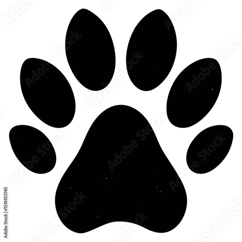 Paw Print Black and White Icon