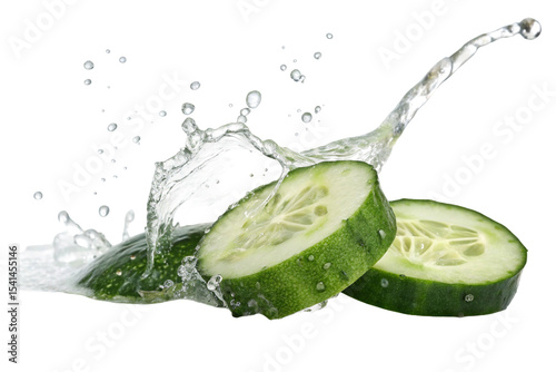  cucumber sliced half falling splash png