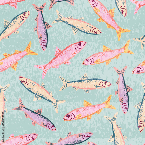 sardines seamless pattern for background, fabric, cover, wallpaper, etc.