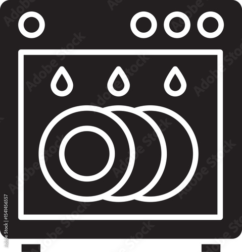 Dishwasher Vector Icon Stock Illustration