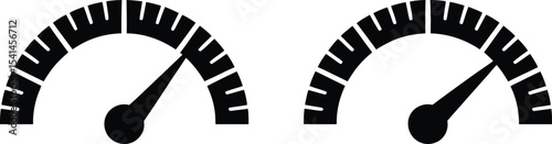 Two black speedometer icons with needles pointing to different positions