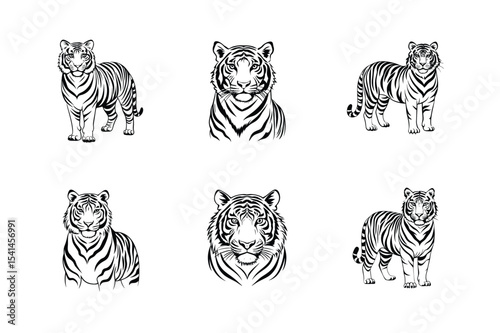Powerful Tiger Silhouettes in Vector Art