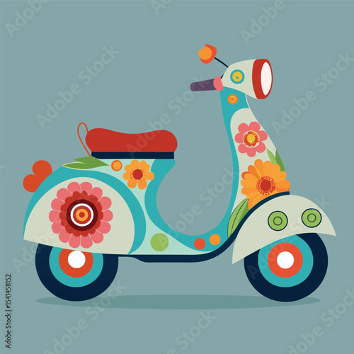 vector illustration of a vintage scooter