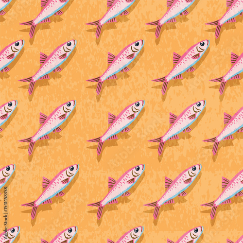 sardines seamless pattern for background, fabric, cover, wallpaper, etc.