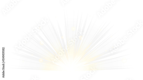 Transparent light rays PNG, a radiant sunburst effect from below, perfect for ethereal glows, rising light, and dramatic scene illumination.