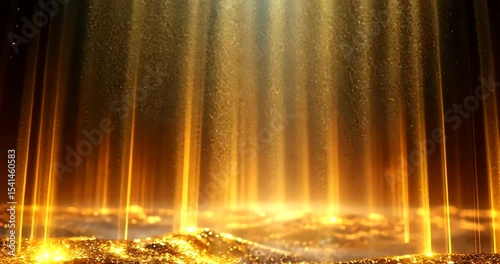 Golden Light Rays Illuminating a Sparkling Surface