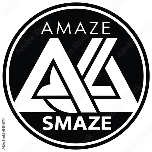 Simple and stylish amaze smaze logo design featuring a bold black and white creative geometric illustration for branding