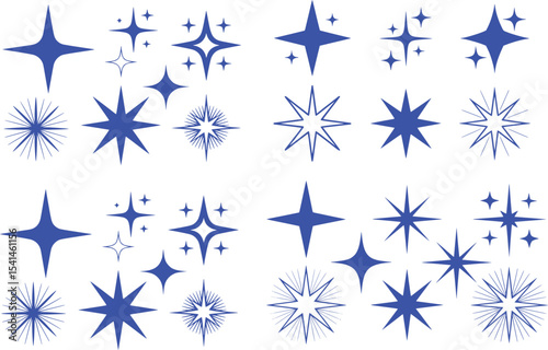 Blue Starburst and Sparkle Shapes Collection stars