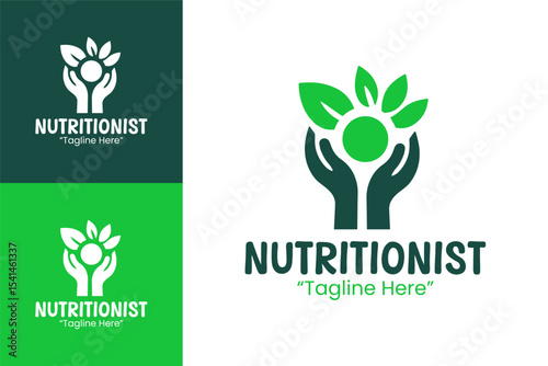 Creative and Modern Nutritionist Logo Design for Health and Wellness Professionals in Dark Green and Light Green