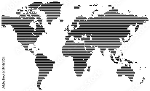 Horizontal line shape world map with island territories