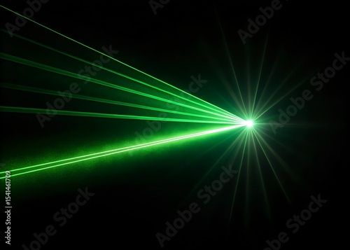 green laser beams isolated on black background abstract light effect green lens flash horizontal rays glowing in the dark speed illustration road