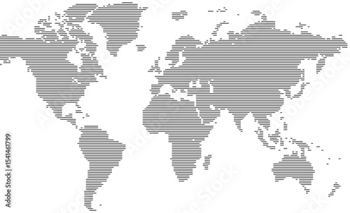 Horizontal line shape world map concept